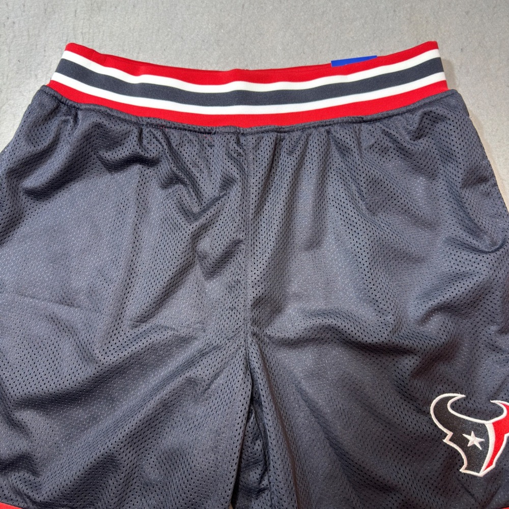 Ultra Game Houston Texans Shorts Mens Medium Navy New NFL Mesh Striped Trim